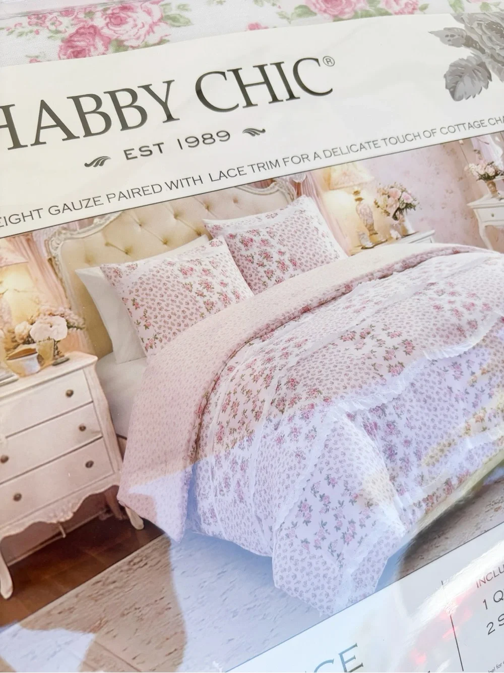 Rachel Ashwell Simply Shabby Chic Blush Pink Rose Comforter Shams Set Queen